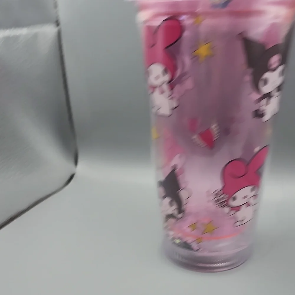Cute Character Pink Tumbler With Straw.